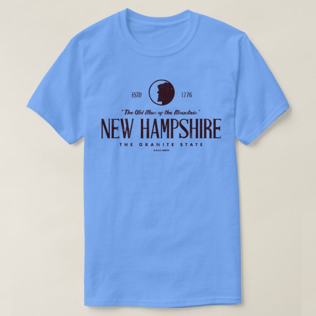 New Hampshire The Old Man of the Mountain Brown T Shirt (Design framsida)