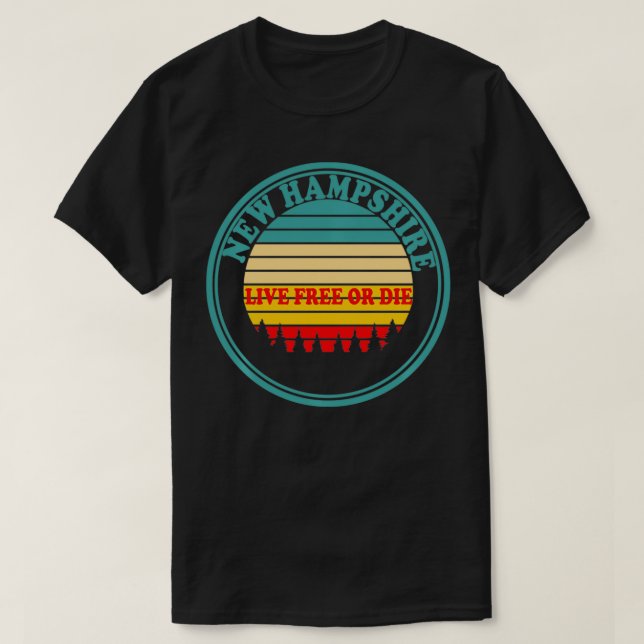New Hampshire Träd och Sunset Pullover T Shirt (Design framsida)