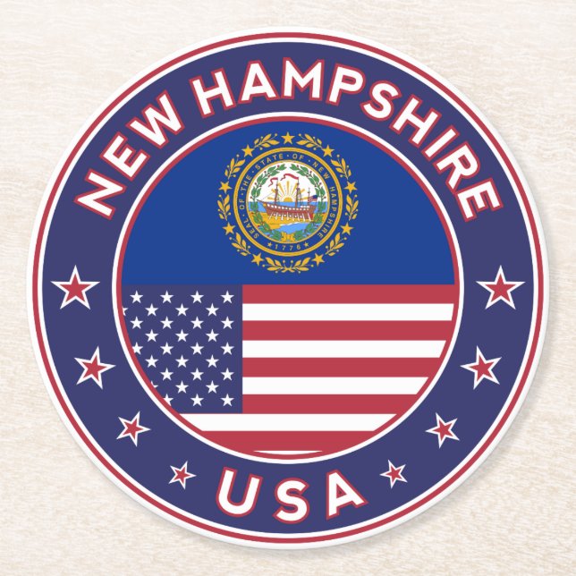 New Hampshire Underlägg Papper Rund (Framsidan)