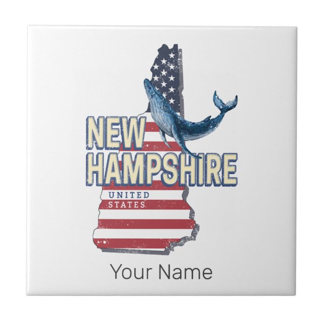 New Hampshire United Stater Retro State Karta Kakelplatta (Framsidan)