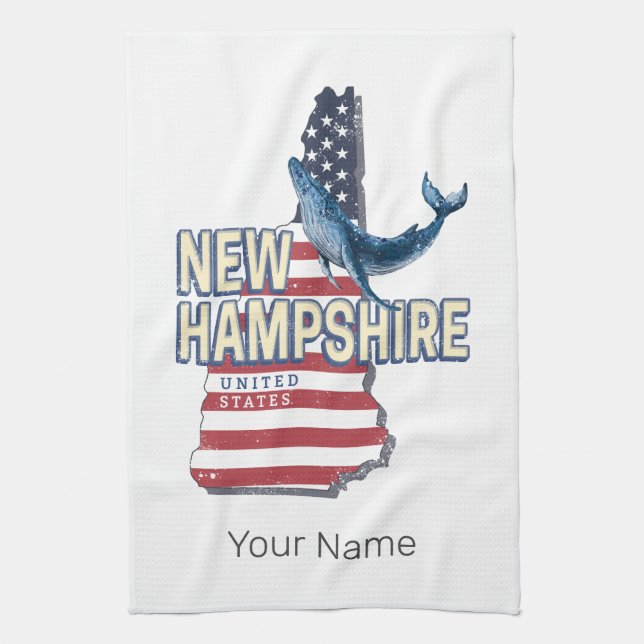 New Hampshire United Stater Retro State Karta Kökshandduk (Vertikal)