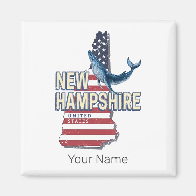 New Hampshire United Stater Retro State Karta Magnet (Framsidan)