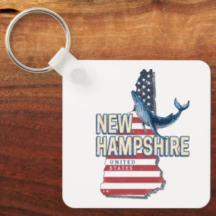 New Hampshire United Stater Retro State Karta Nyckelring