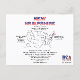 New Hampshire United Stater stat på en karta Helg Vykort
