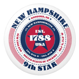 New Hampshire US State Rött vitt blått Typography Knopp