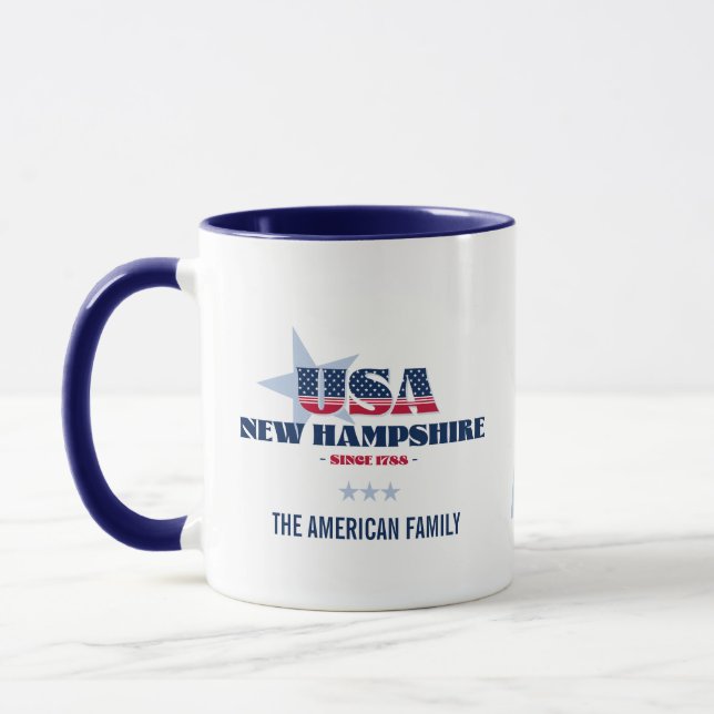 New Hampshire USA 1788 Blue Star Personlig mugg (Vänster)