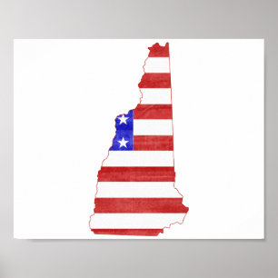 New Hampshire USA flagga silhouette State karta Poster