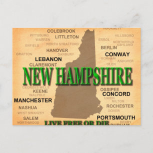 New Hampshire Vintage Karta Vykort