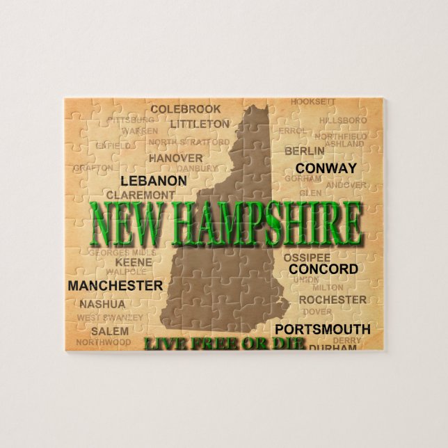 New Hampshire vintagekarta Pussel (Horisontell)
