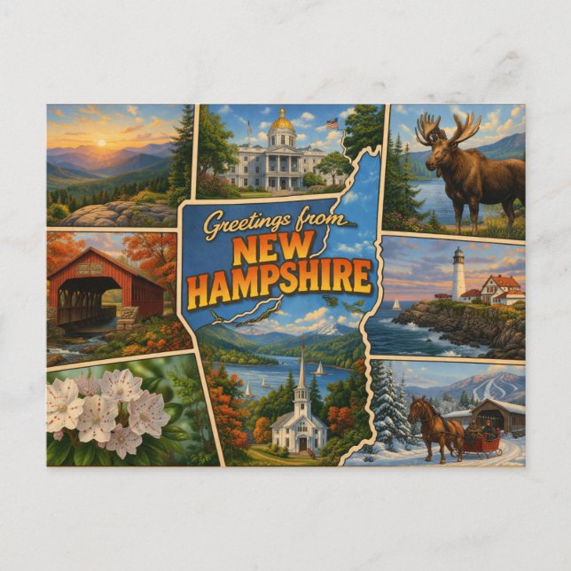 New Hampshire vykort (Framsida)