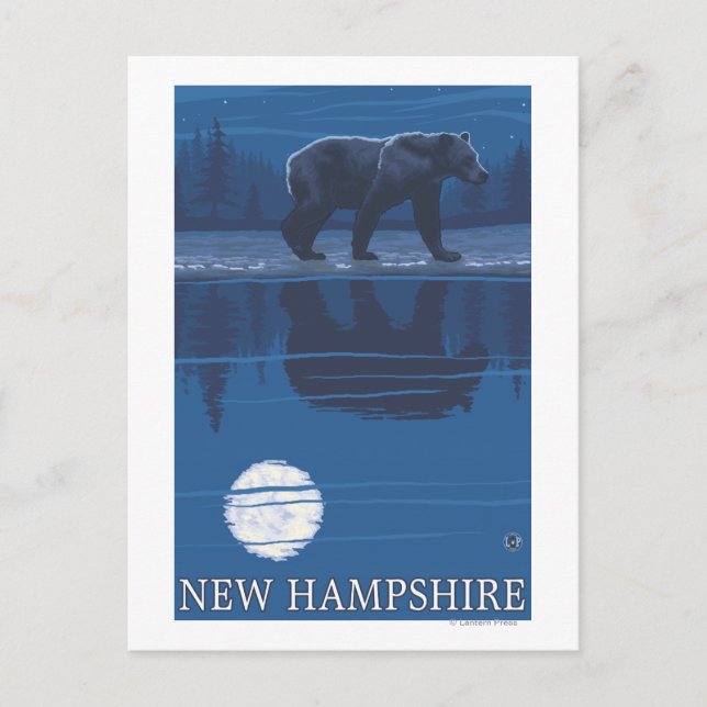 New HampshireBear i Moonlight Vykort (Framsida)