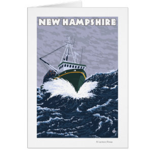 New HampshireCrab Fishing Boat Scene Hälsningskort