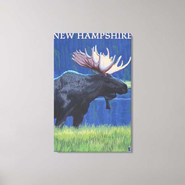 New HampshireMoose i Moonlight Canvastryck (Framsida)