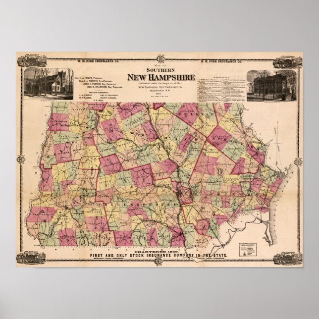 New HampshirePanoramic MapNew Hampshire Poster (Framsidan)