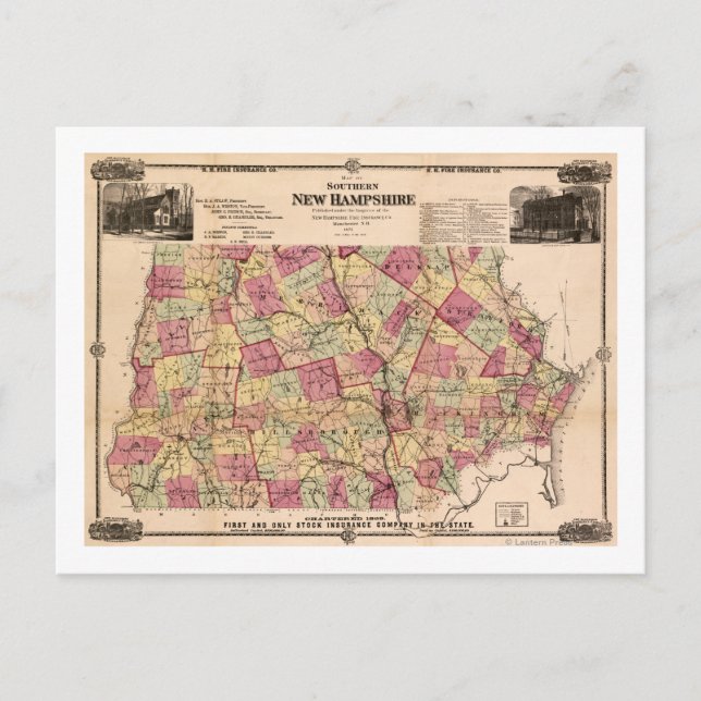 New HampshirePanoramic MapNew Hampshire Vykort (Framsida)