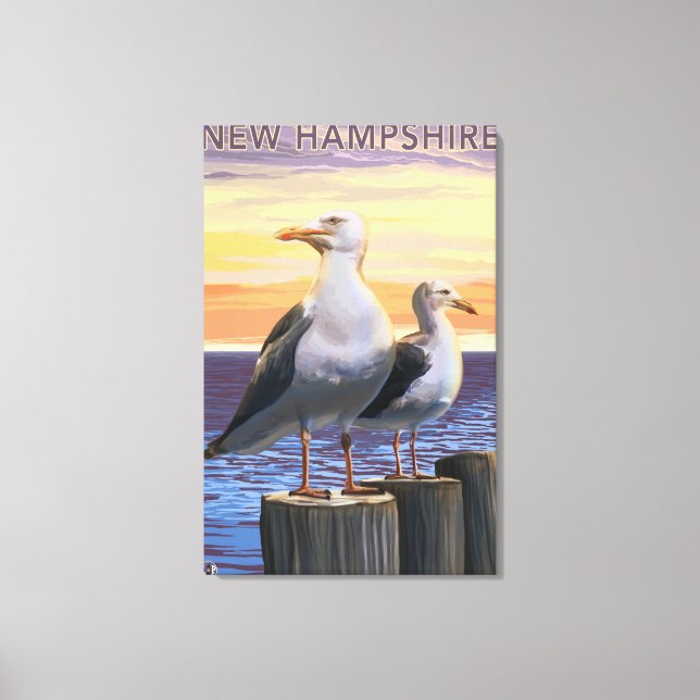 New HampshireSea Gulls Scene Canvastryck (Framsida)