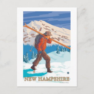 New HampshireSkier Carrying Skis Vykort