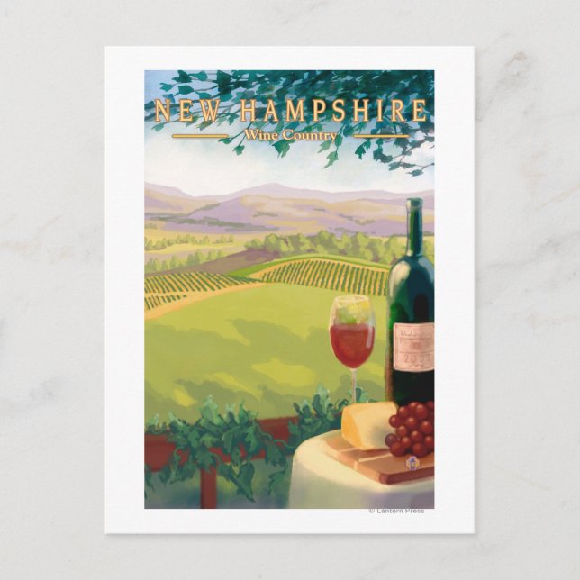 New HampshireWine Land Scene Vykort (Framsida)