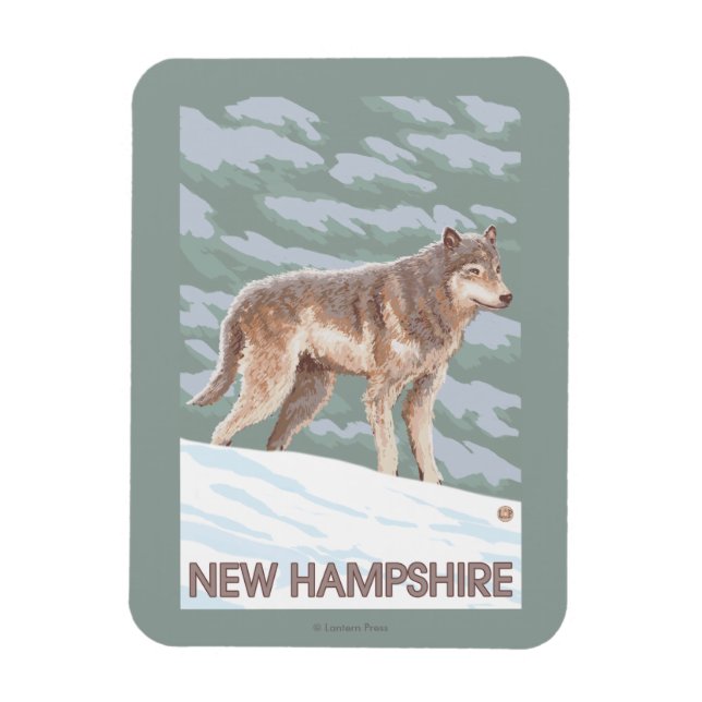 New HampshireWolf Scene Magnet (Vertikal)