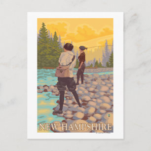 New HampshireWomen, Flygfiske Scene Vykort