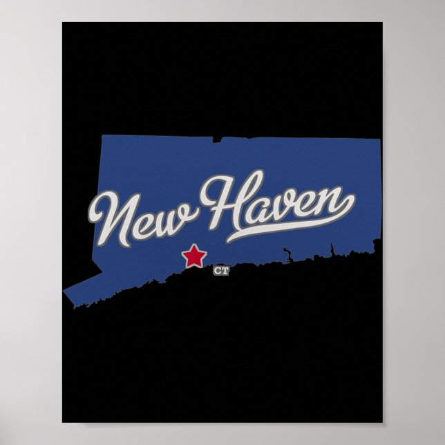 New Haven Connecticut Ct Karta  Poster (Framsidan)