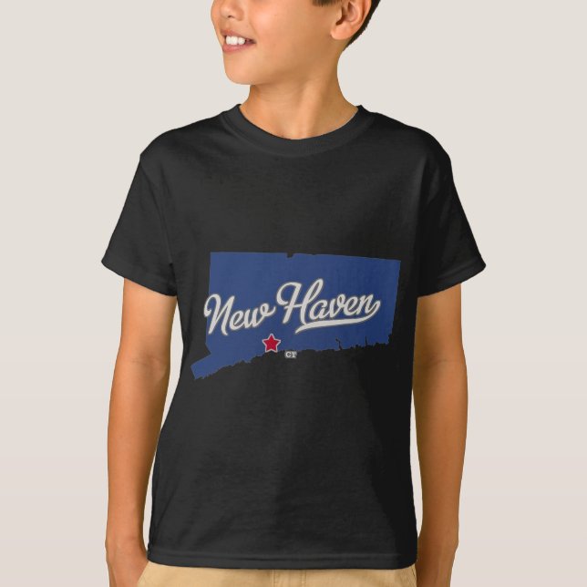 New Haven Connecticut Ct Map  T Shirt (Framsida)
