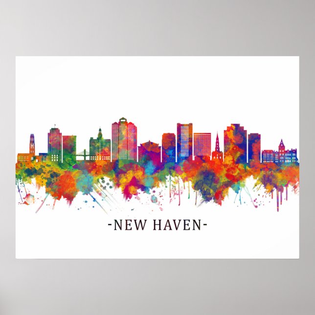 New Haven Connecticut Skyline Poster (Framsidan)