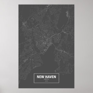 New Haven Connecticut (vit på svart) Poster