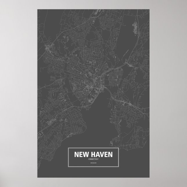 New Haven, Connecticut (vit på svart) Poster (Framsidan)