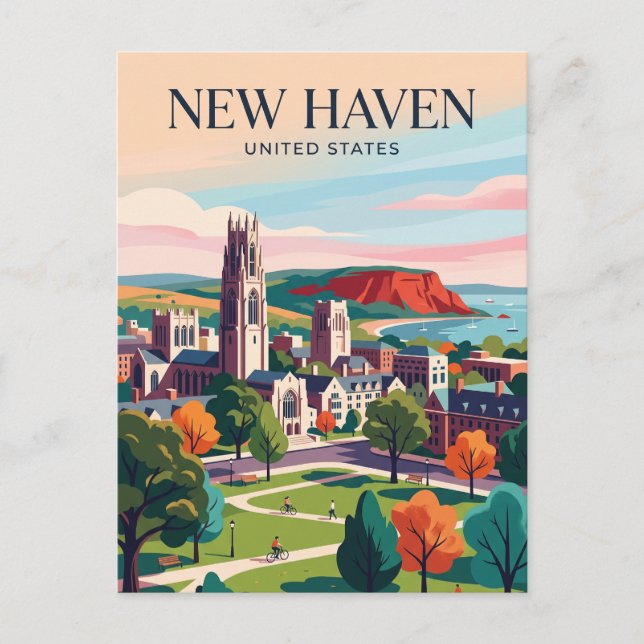 New Haven Connecticut Vykort (Framsida)