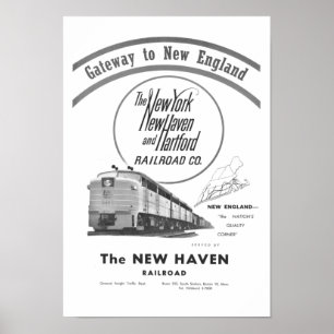 New Haven Järnväg-Nyckel till New England 1950 Poster
