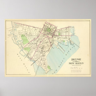 New Haven karta Poster