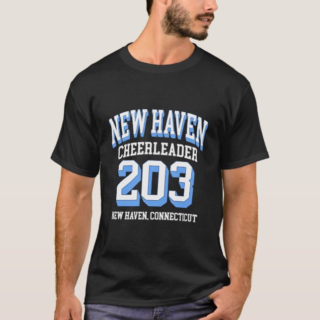 New Haven områdeskod 203 För Cheerleaders T Shirt (Framsida)
