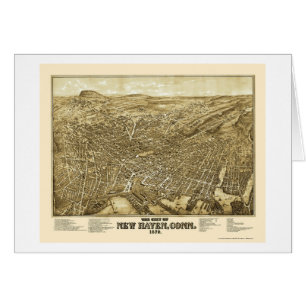 New Haven panorama- karta för CT - 1879 Hälsningskort