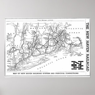 New Haven Railroad 1956 Karta Poster