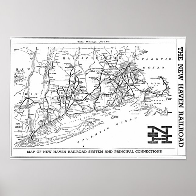 New Haven Railroad 1956 Karta Poster (Framsidan)