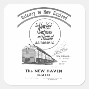 New Haven Railroad-Gateway to New England 1950 Fyrkantigt Klistermärke