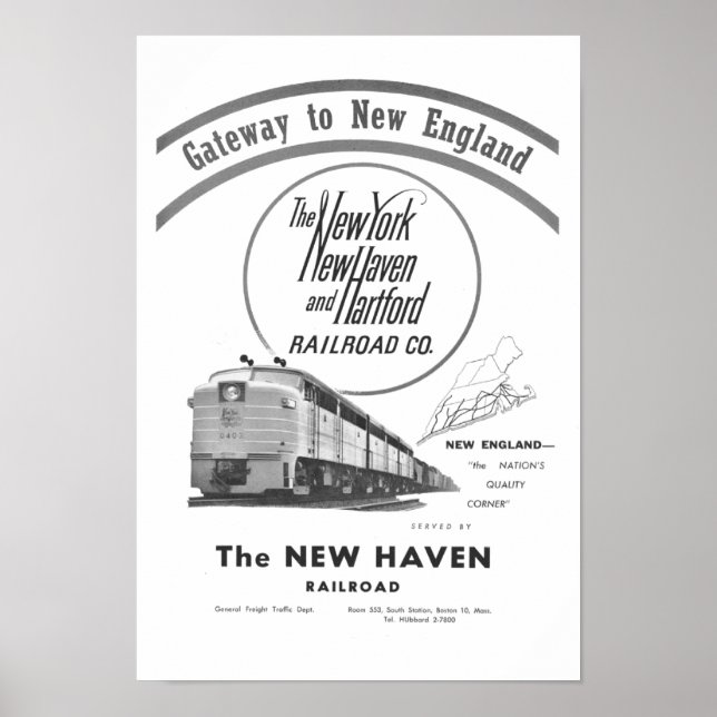 New Haven Railroad-Gateway to New England 1950 Poster (Framsidan)