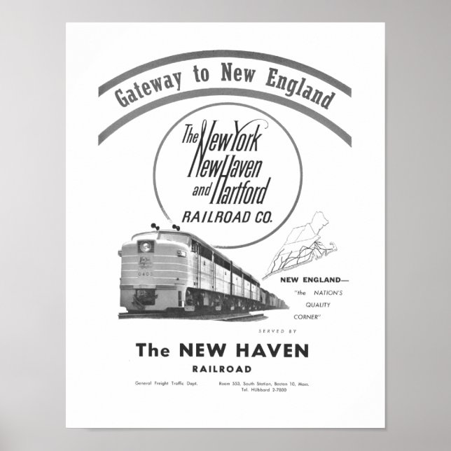 New Haven Railroad-Gateway to New England 1950 Poster (Framsidan)
