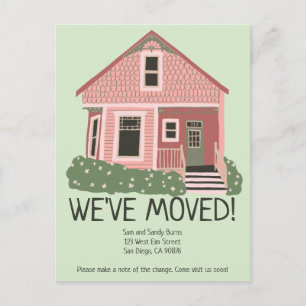 New Home Adress Flytta Announcement Cute House Vykort