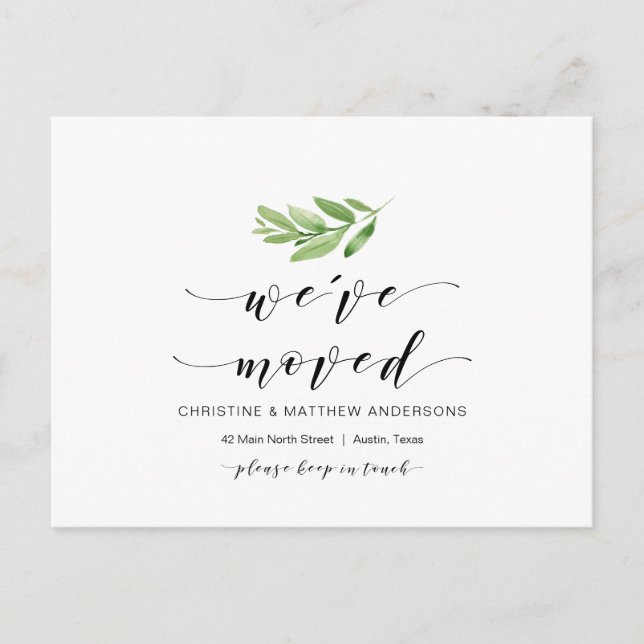 New Home Adress, Grey, Flytta Announement Vykort (Framsida)