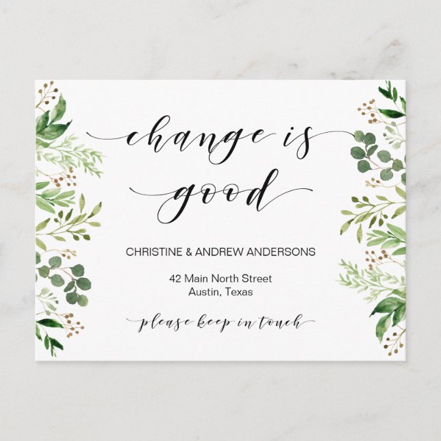 New Home Adress, Grey, Flytta Notice Vykort (Framsida)