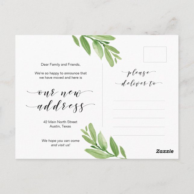 New Home Adress, Grey, Flytta Notice Vykort (Baksida)