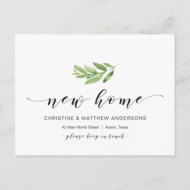 New Home Adress, Grey, Flytta Notice Vykort (Framsida)