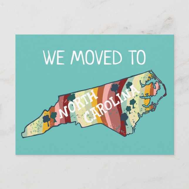 NEW HOME ADRESS North Carolina State Karta Vykort (Framsida)