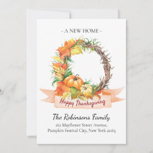 New Home Adress Thanksgiving Pumpkin Flytta Meddelande