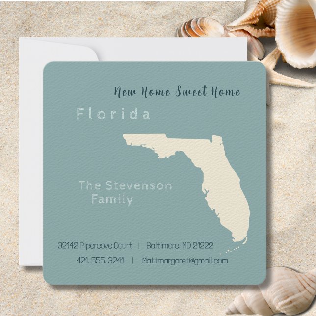 New Home Florida Flytta Announement Postcard (Moving to Florida? Send your friends and family a beautiful personalized announcement!)
