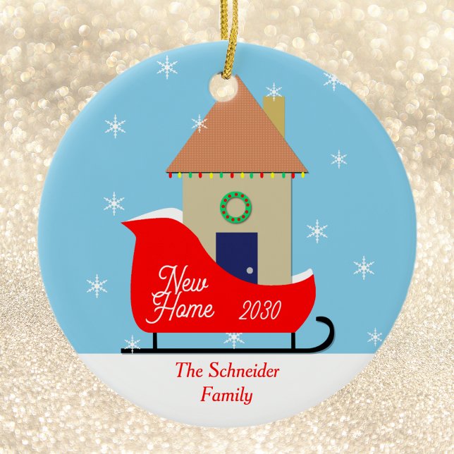New Home House i Sleigh Ornament (Skapare uppladdad)
