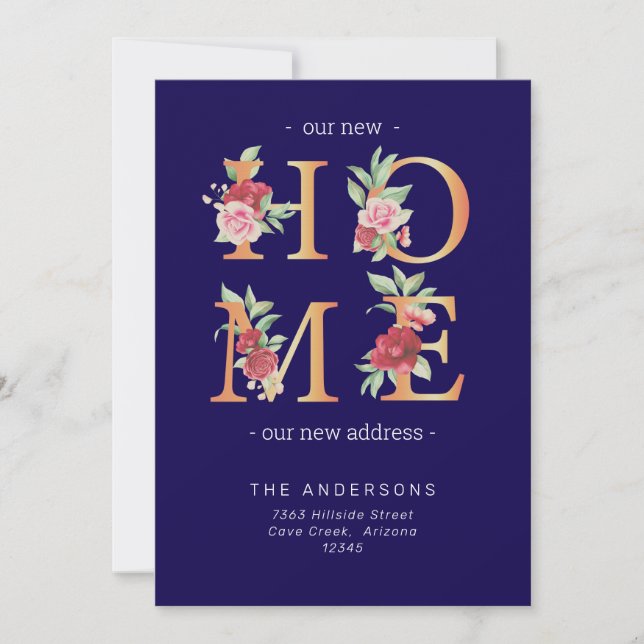 New Home New Address Floral Moving Announcement (Framsida)
