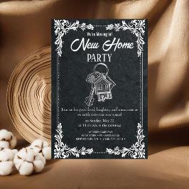New Home Party Invitation Elegant Chalkboard Hou Inbjudningar